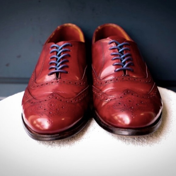 SALE - Grenson 9.5-D US Red Mens Wingtip Oxford Dress Shoes - Picture 1 of 14
